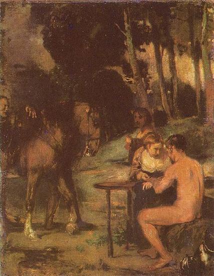 Hans von Marees Abendliche Waldszene oil painting picture
